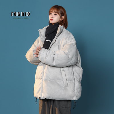 FOG RIO冬季鹿皮绒棉衣男女同款加厚保暖时尚情侣装棉服外套