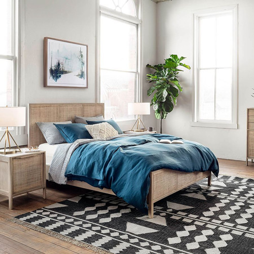 北欧日式实木藤艺床1.8米双人床