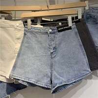 Women's ins summer thin stretch tight label A-line jeans are worn as a base layer, followed by straight-leg wide-leg shorts that lift the buttocks thumbnail 3