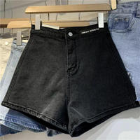 Women's ins summer thin stretch tight label A-line jeans are worn as a base layer, followed by straight-leg wide-leg shorts that lift the buttocks thumbnail 2