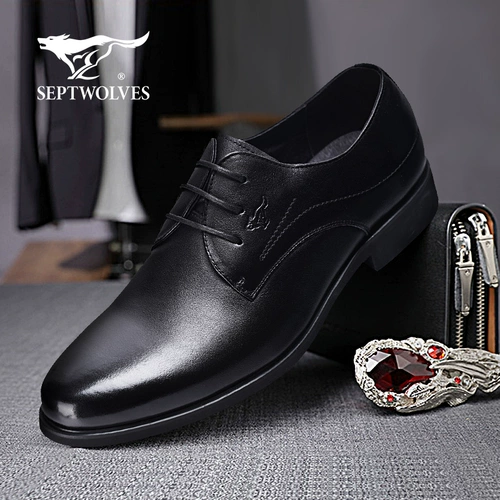 Septwolves, дышащая весенняя повседневная обувь для кожаной обуви, кожаный очень большой классический костюм, в корейском стиле, из натуральной кожи