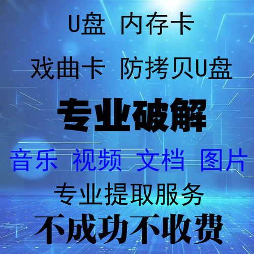 防复制破解加密U盘密码隐藏文件提取破解唱戏机SD卡软件远程服务