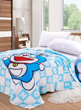 可爱机器猫哆啦A梦法莱绒毛毯子女HelloKitty卡通珊瑚绒毯毛毯床