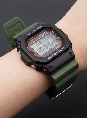 适用卡西殴casio小方块表带DW5600/6900 2100橡胶树脂表带GW-M56