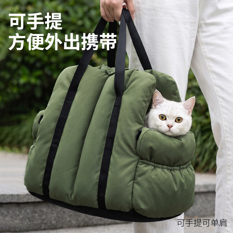 耐磨纯色简约宠物外出手提包宠物窝厚实围边包裹设计便携式宠物窝