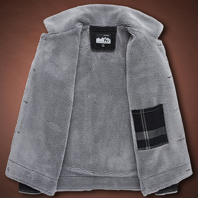 羊羔绒加绒加厚牛仔棉衣冬季