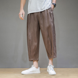 K25P65风复古日系棉麻休闲夏季宽松大码褶皱小脚九分裤男，男装休闲裤，星座704A（原B229A）