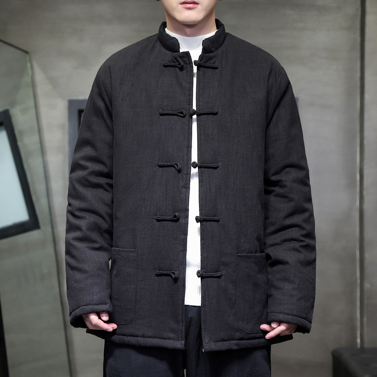 B229M04P145冬装风棉麻棉袄唐装立领大码盘扣棉衣男外套，男装棉衣，星座704A（原B229A）