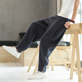 K36P75春夏风棉麻裤子男阔腿宽松大码亚麻料小脚开衩休闲长裤，男装休闲裤，星座704A（原B229A）
