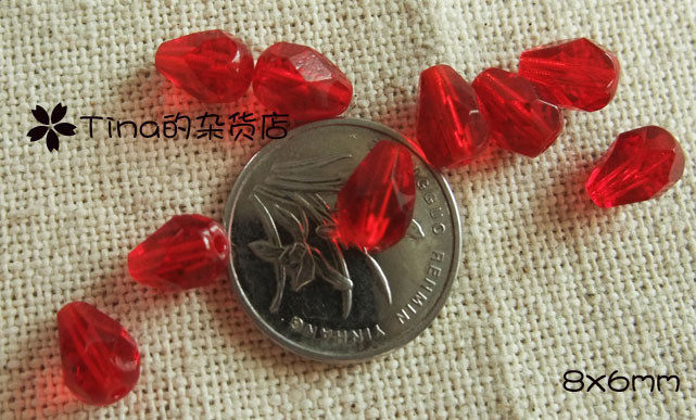 日本进口KIWA贵和制作所 捷克水晶梨形 酒红/大红8x5mm 350颗装