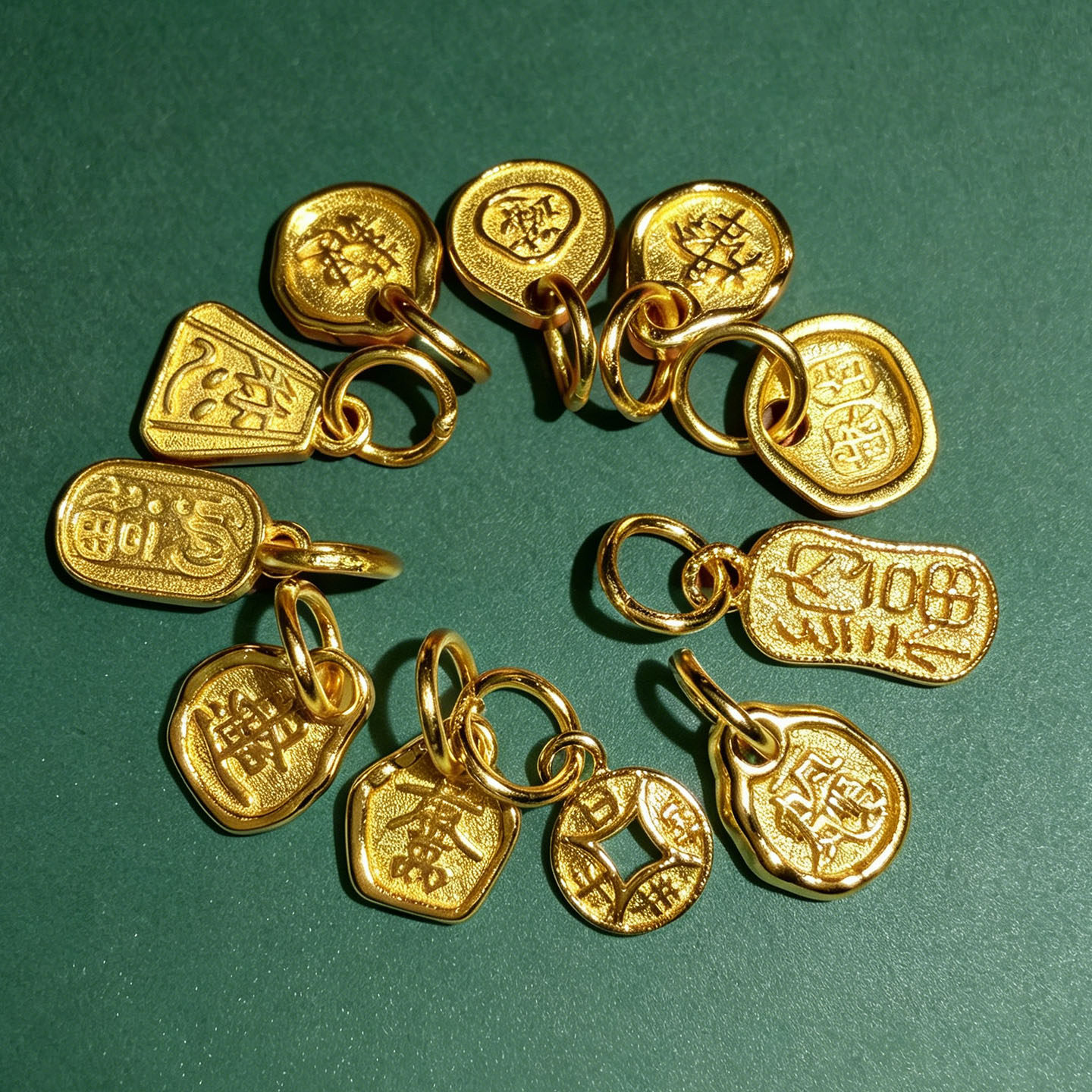24K镀金铜刻字一帆风顺吊坠