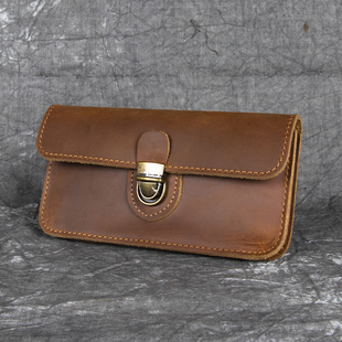 疯马皮手机包男士 挂包手机包皮套 头层牛皮穿皮带腰包复古简约男式