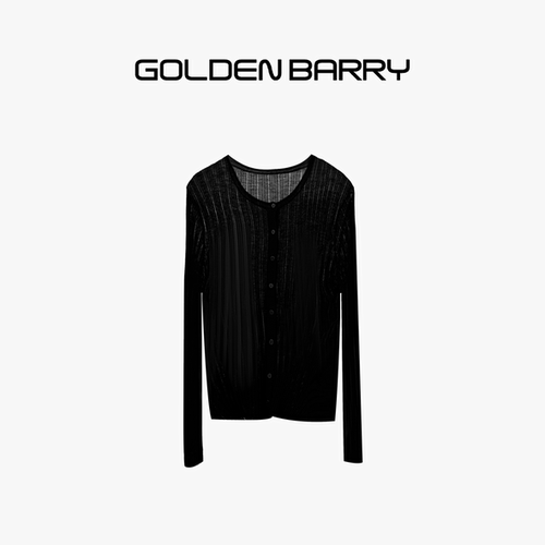 【超值特价】GOLDEN BARRY圆领优雅100羊毛镂空坑条开衫241162