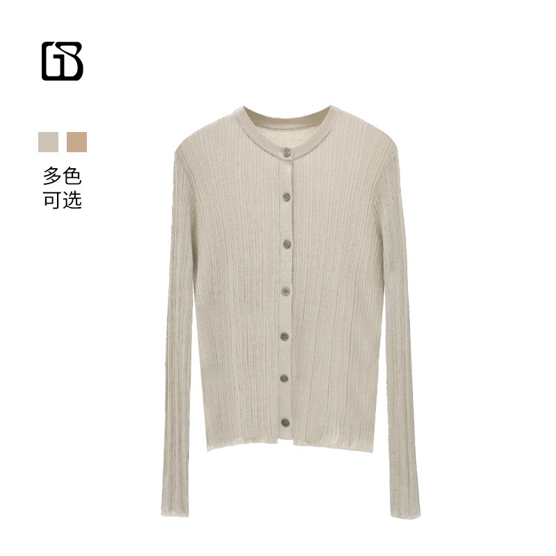 【超值特价】GOLDEN BARRY圆领修身百搭针织开衫242263