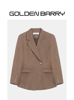 【惊喜三折】GOLDEN BARRY韩系职场风肌理感卡其色修身西装100144