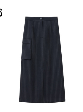 【惊喜三折】GOLDEN BARRY精纺羊毛条纹半裙310109