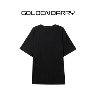 【超值特价】GOLDEN BARRY纯棉蝴蝶蕾丝T恤201942