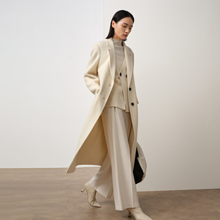 Dekashell/迪卡轩2025冬季新款绵羊毛双面呢大衣女中长款外套R473082