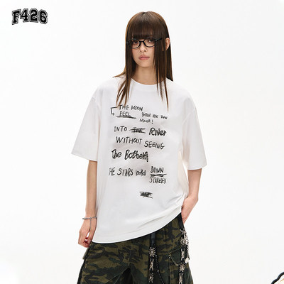 F426国潮牌美式街头休闲宽松铅笔插画印花短袖T恤BDDX25XJ-6894