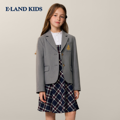 eland kids衣恋童装女童西服26年春季英伦学院风刺绣西装外套EKJKG1221D