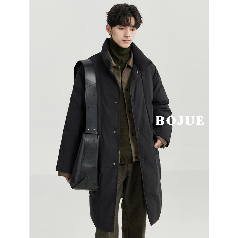 立领高级感加厚中长款羽绒服男士2023深冬季鸭绒保暖宽松外套