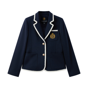 eland kids衣恋童装女童西装 休闲学院风 西服外套