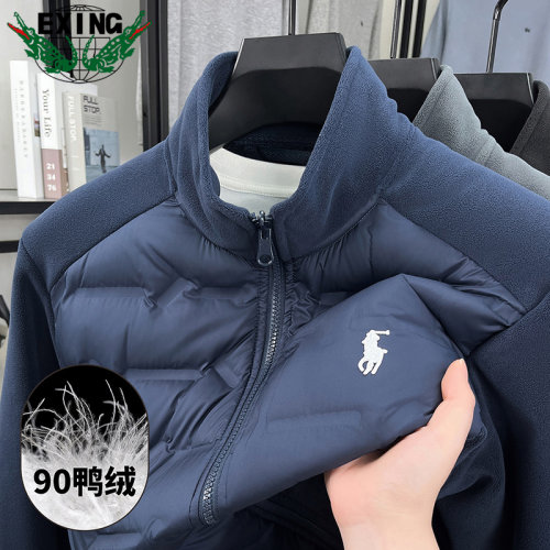 EXING男士时尚立领拼接羽绒服