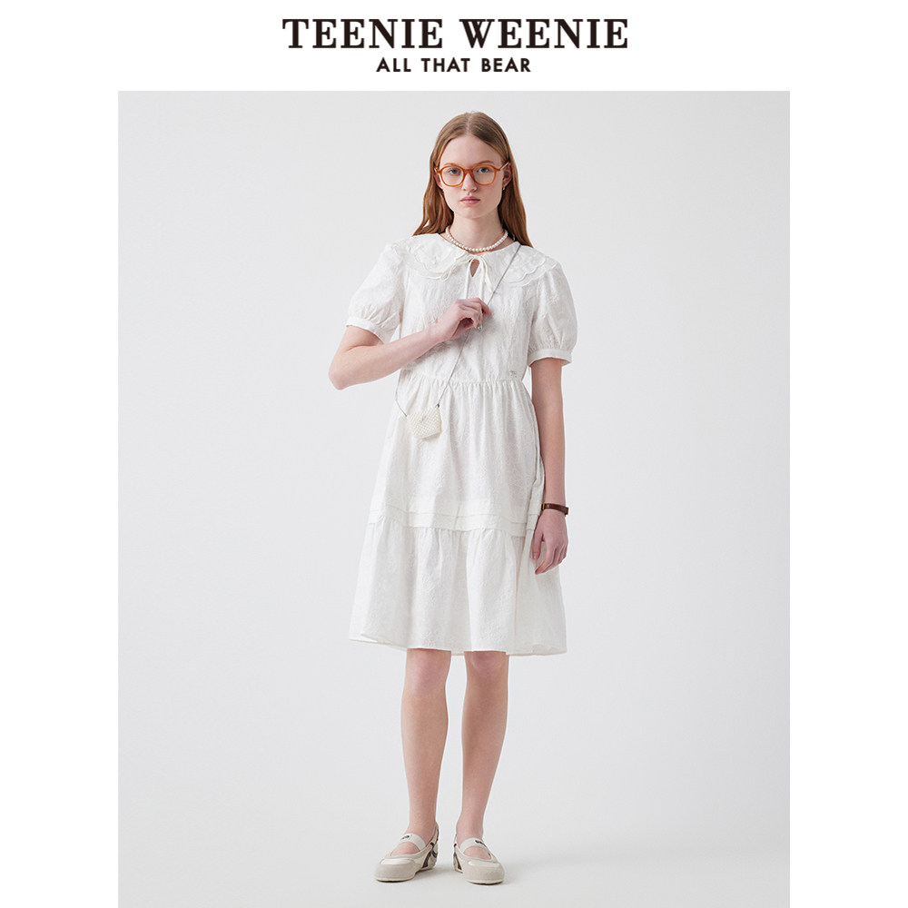 TeenieWeenie小熊女装连衣裙2025夏季俏皮甜美少女感花边裙子