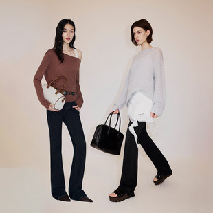 显瘦2026春季 牛仔长裤 弹力开骨工艺喇叭裤 OCHIRLY欧时力