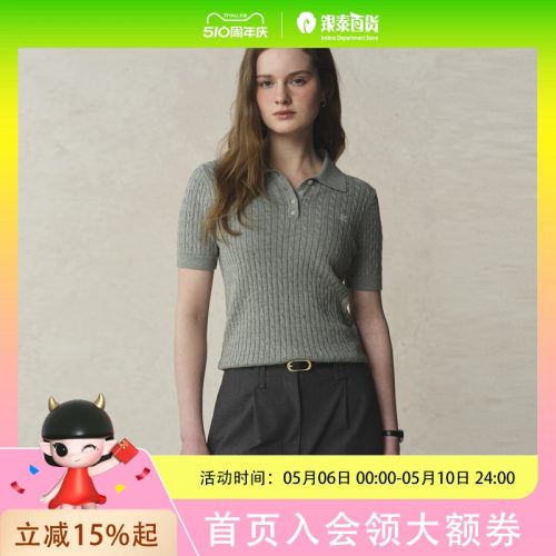Eland衣恋针织衫女polo领 短袖EEKWF37R33