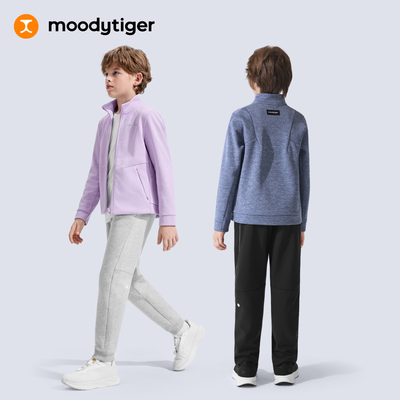 moodytiger男女童外套透气保暖男童肌理抓绒立领外套54110401