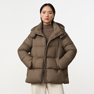Dekashell/迪卡轩2025冬季新款连帽羽绒服女短款加厚保暖面包服R315715