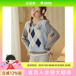 【半边绒上衣】果壳疯狂动物城睡衣女秋冬厚款内搭外穿家居背心825421211201