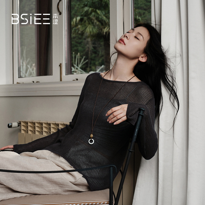 BSiEE本涩 通勤不对称下摆套头毛衣F0625C02