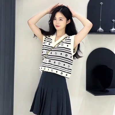 DIYAN蒂言时尚提花亮片针织背心D437860