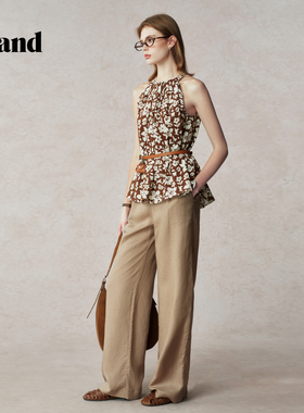 Eland衣恋休闲裤女 阔腿直筒裤 长裤