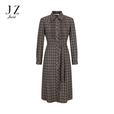JZ玖姿 女装复古 收腰连衣裙女