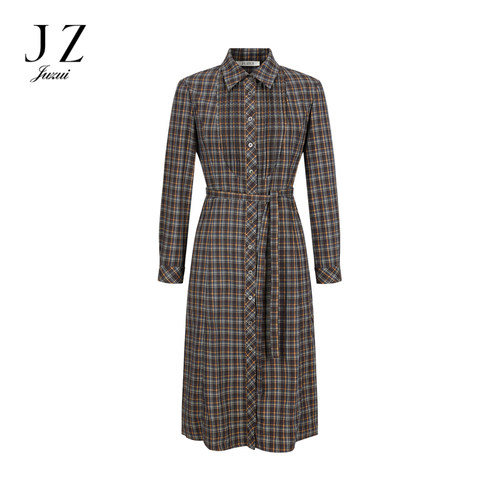 JZ玖姿 女装复古 收腰连衣裙女