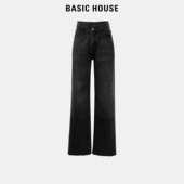 女阔腿烟管裤 百家好复古水洗直筒牛仔裤 House Basic