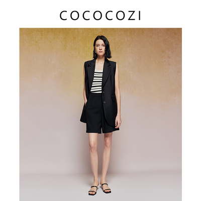 COCOCOZI【高知通勤】桑蚕丝羊毛休闲通勤短裤西装裤女241CO113K