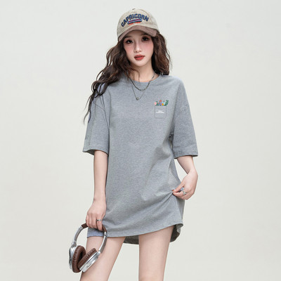 ILOVECHOC2025夏季个性印花潮流短袖T恤宽松显瘦中长款上衣T恤裙