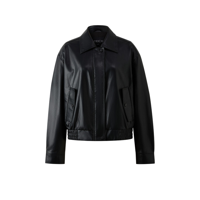 PRICH时尚复古翻领人造皮革夹克2026春季宽松软皮衣短外套女