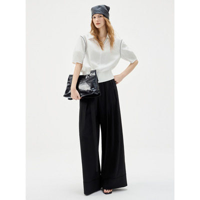 ELLE 撞色翻领衬衫女 通勤时髦休闲衬衣