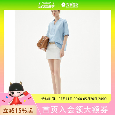 ELLE 简约五分袖衬衫女 休闲衬衣