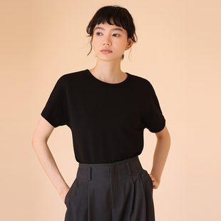 哈齿小姐23夏季新款自留纸片人T恤阶梯肌理感连肩袖宽松通勤短袖