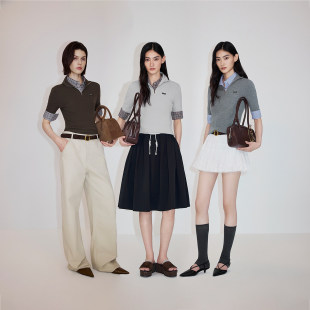 OCHIRLY欧时力 针织上衣2026春夏 美丽诺拉链两穿短袖