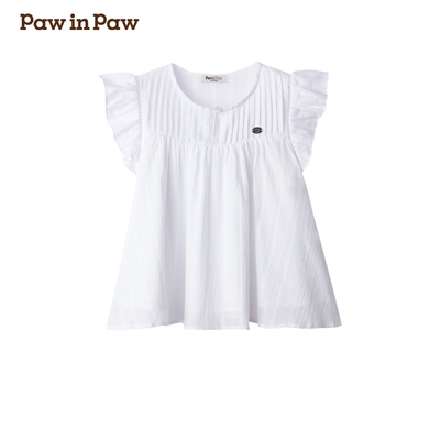 PAWINPAW卡通小熊童装女童双层小飞袖儿童衬衫甜美PCBAE3721R