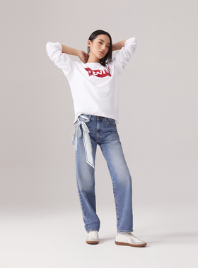 Levi's李维斯女士BAGGY宽松直筒美式简约休闲Cozy fit牛仔长裤A3510-0073