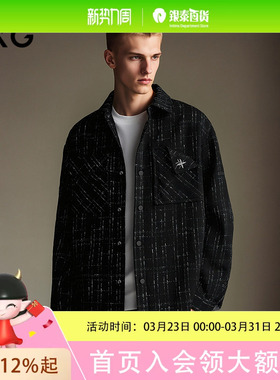 【小香风】GXG男装复古宽松格子外套长袖夹克25年秋新款#G25D213108
