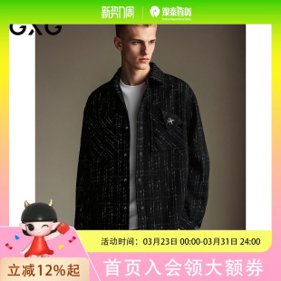 夹克25年秋新款 复古宽松格子外套长袖 GXG男装 G25D213108 小香风